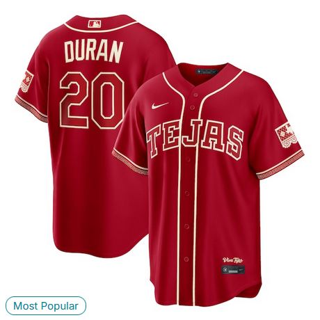 Men Texas Rangers #20 Duran red Nike 2026 MLB City Connect Jersey